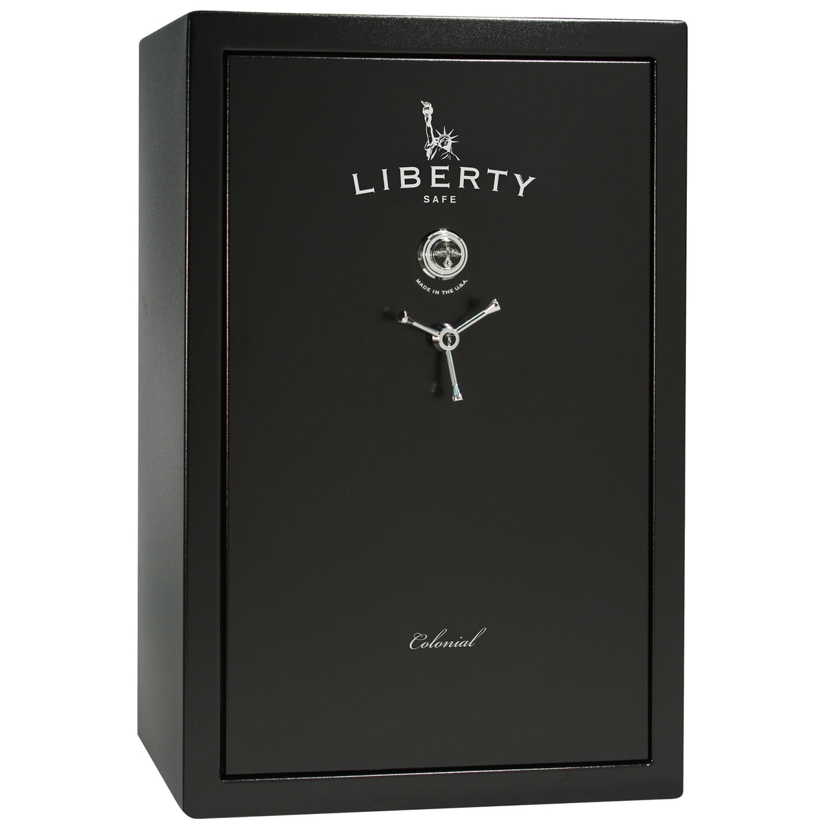 Colonial 35 | Pro Flex Interior | Level 4 Security | 75 Minute Fire Protection | Dimensions: 60.5"(H) x 42"(W) x 22"(D) | Up to 45 Long Guns | Black Textured | Mechanical Lock – Closed